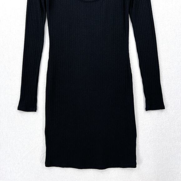 ENZA COSTA Long Sleeve Dress Womens Medium Black Scoop Stretch Rib Knit NEW - Picture 5 of 14